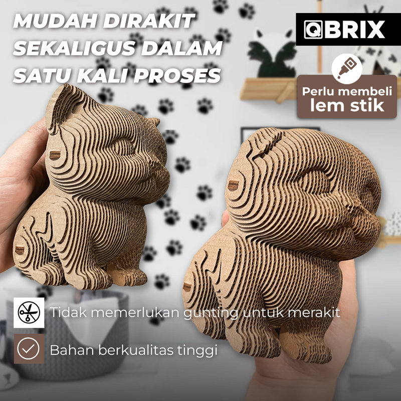 QBRIX 3D Cardboard Puzzle — Three Cats Edition