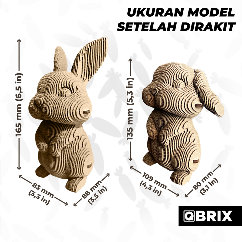 QBRIX 3D Cardboard Puzzle — Bunny Couple Edition