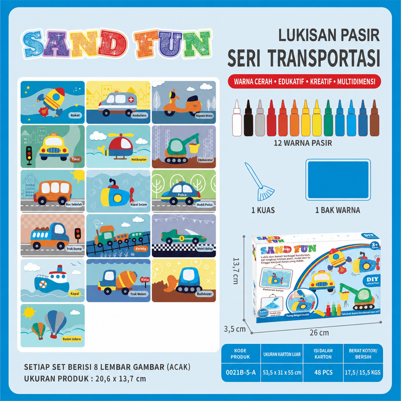 DIY Sand Painting Sticker Kit – Kreasi Gambar Pasir Warna untuk Anak