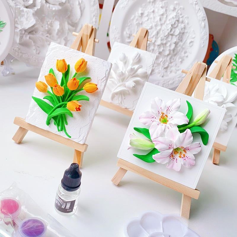 DIY 3D Flower Relief Art Kit – Lukisan Bunga Timbul dengan Mini Easel