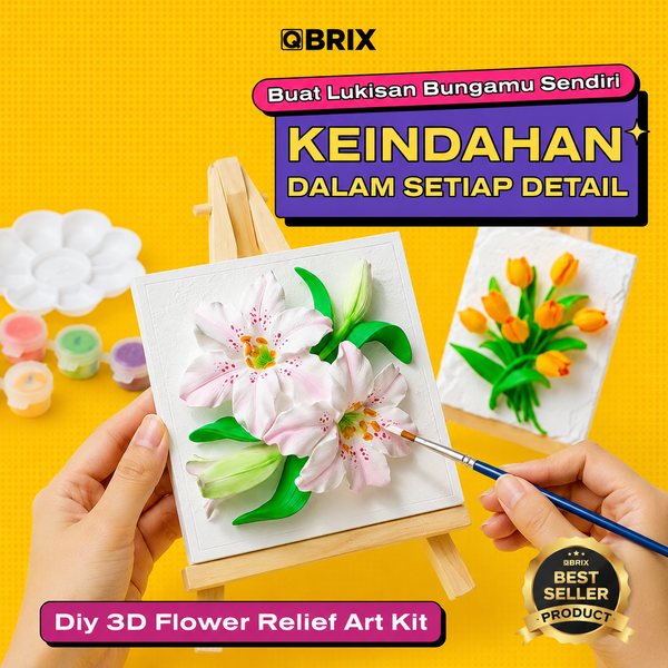 DIY 3D Flower Relief Art Kit – Lukisan Bunga Timbul dengan Mini Easel