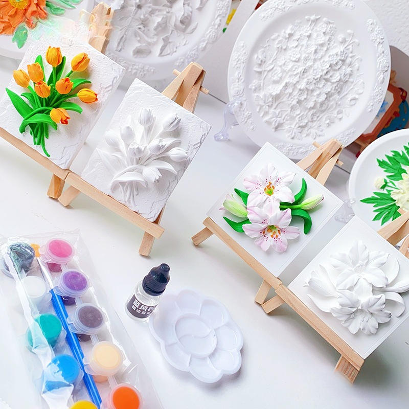 DIY 3D Flower Relief Art Kit – Lukisan Bunga Timbul dengan Mini Easel