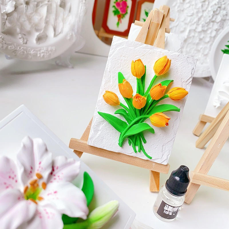 DIY 3D Flower Relief Art Kit – Lukisan Bunga Timbul dengan Mini Easel