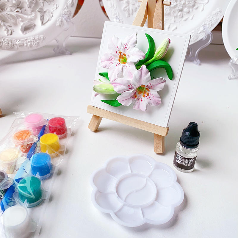 DIY 3D Flower Relief Art Kit – Lukisan Bunga Timbul dengan Mini Easel
