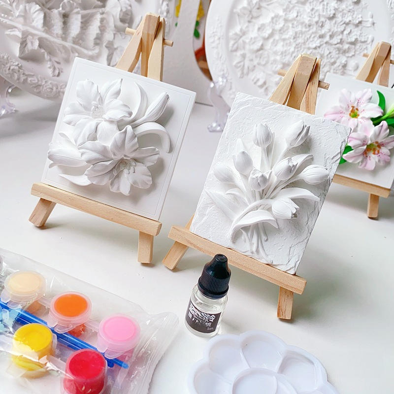 DIY 3D Flower Relief Art Kit – Lukisan Bunga Timbul dengan Mini Easel